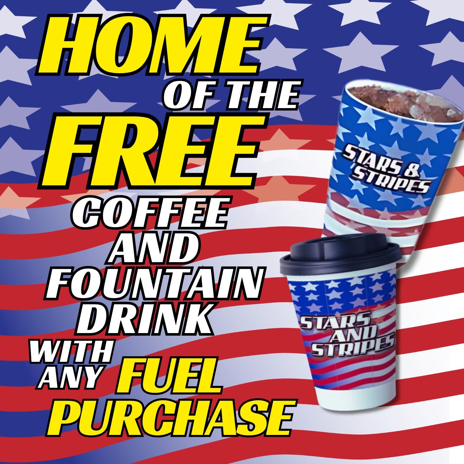 Coffee and fountain drink offer with fuel purchase